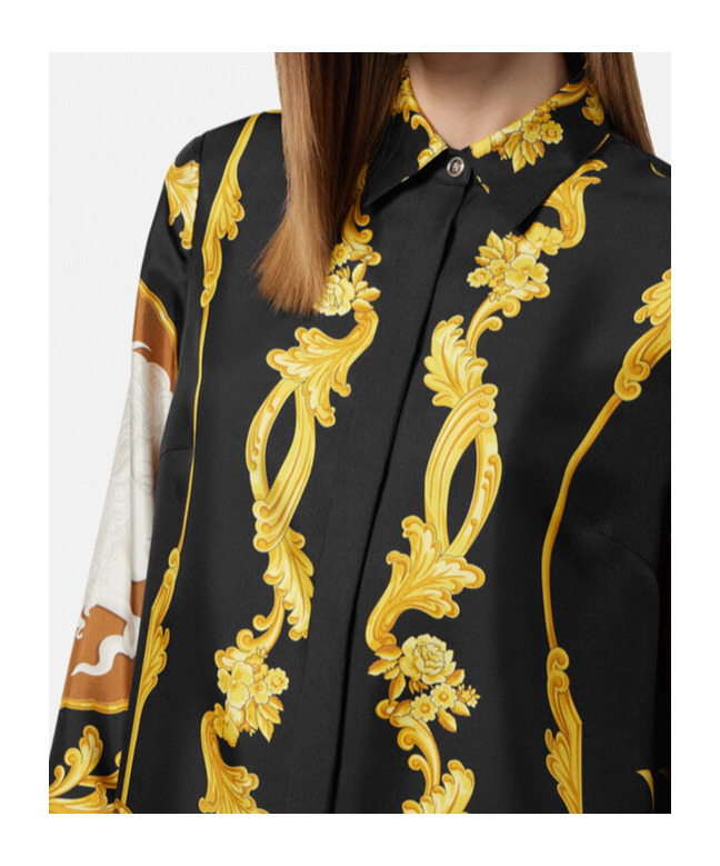 Versace Printed Silk Shirt In Black