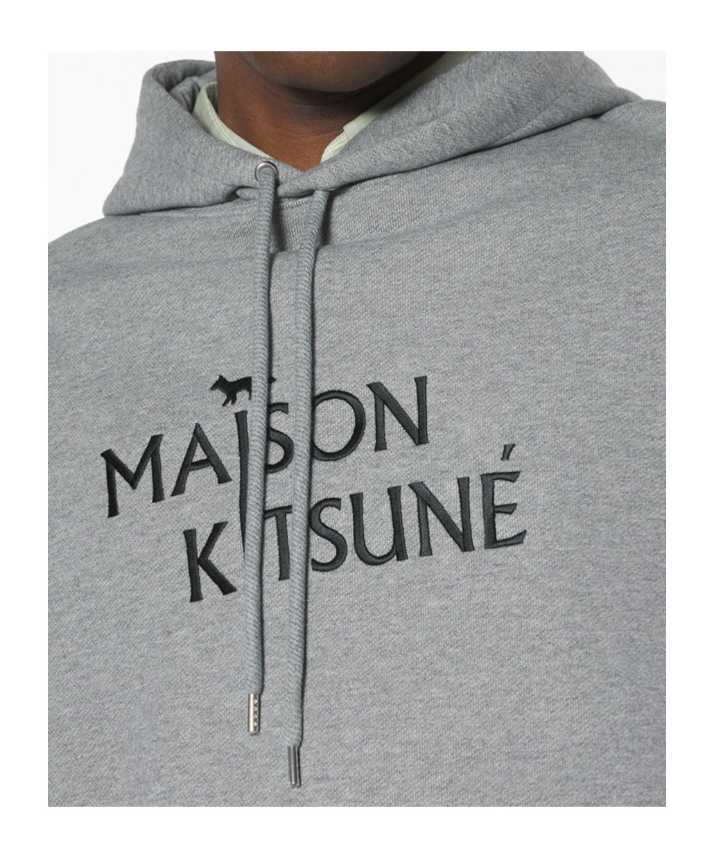 Maison Kitsuné Oversized Grey Cotton Hoodie With Adjustable Hood In Gray
