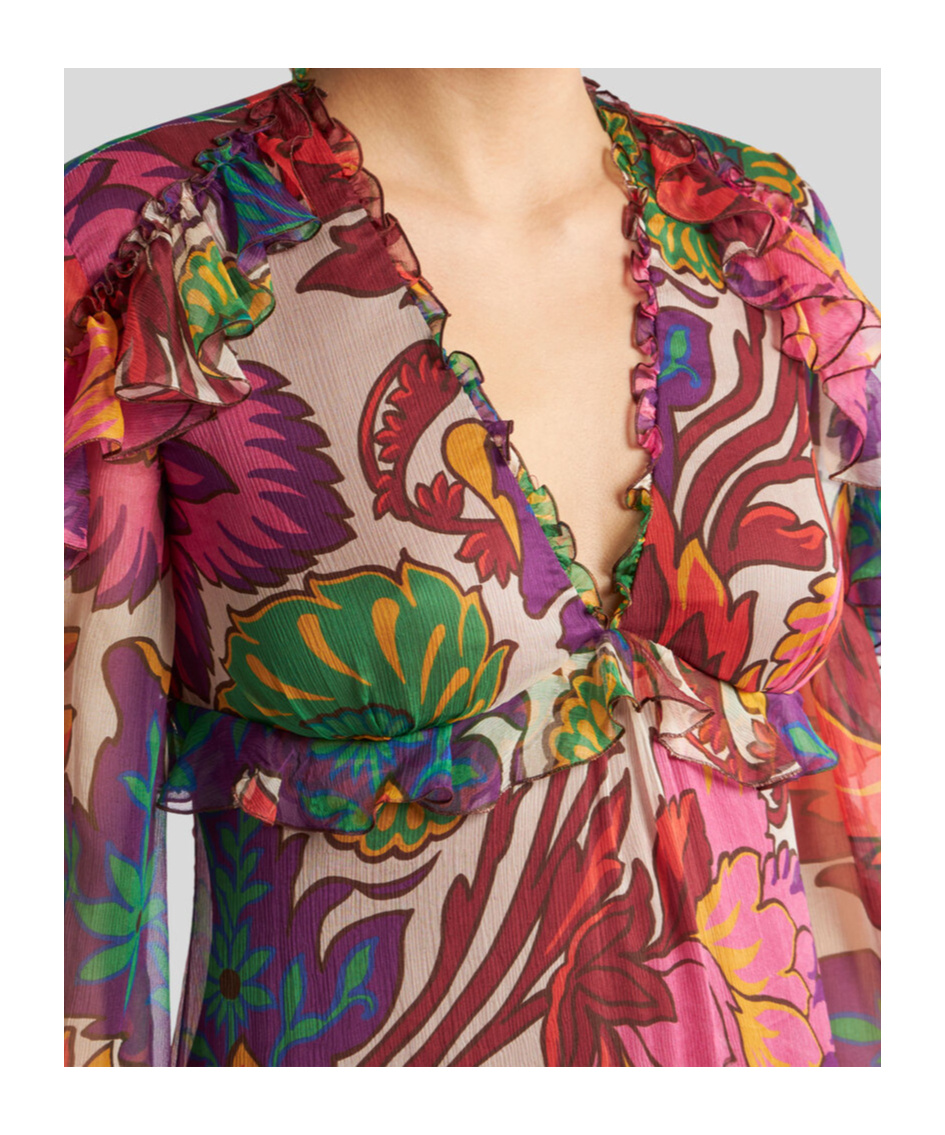 Etro Mini Dress With Maxi Floral Print In Multicolour