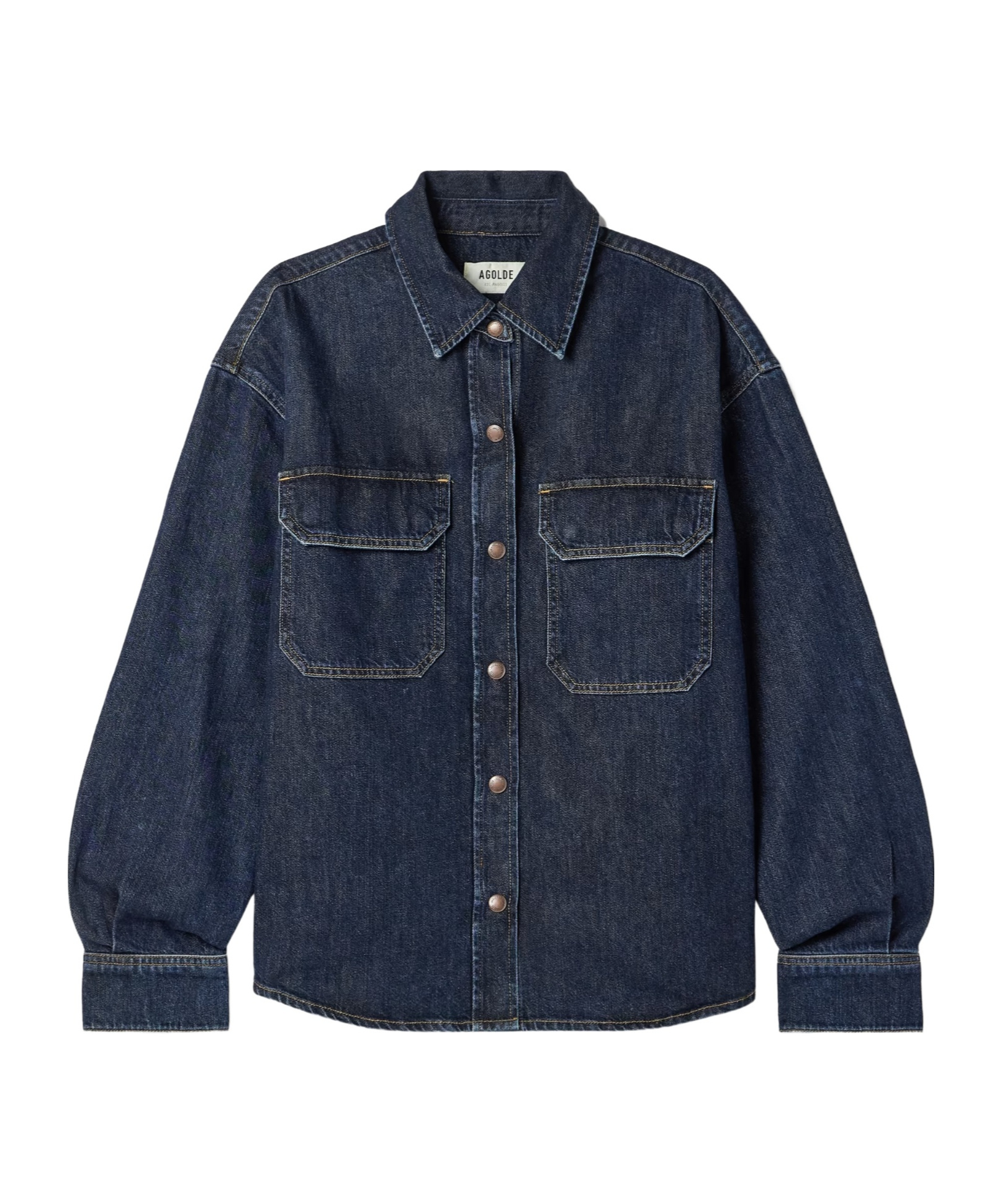 Agolde Snap Button Denim Shirt In Black