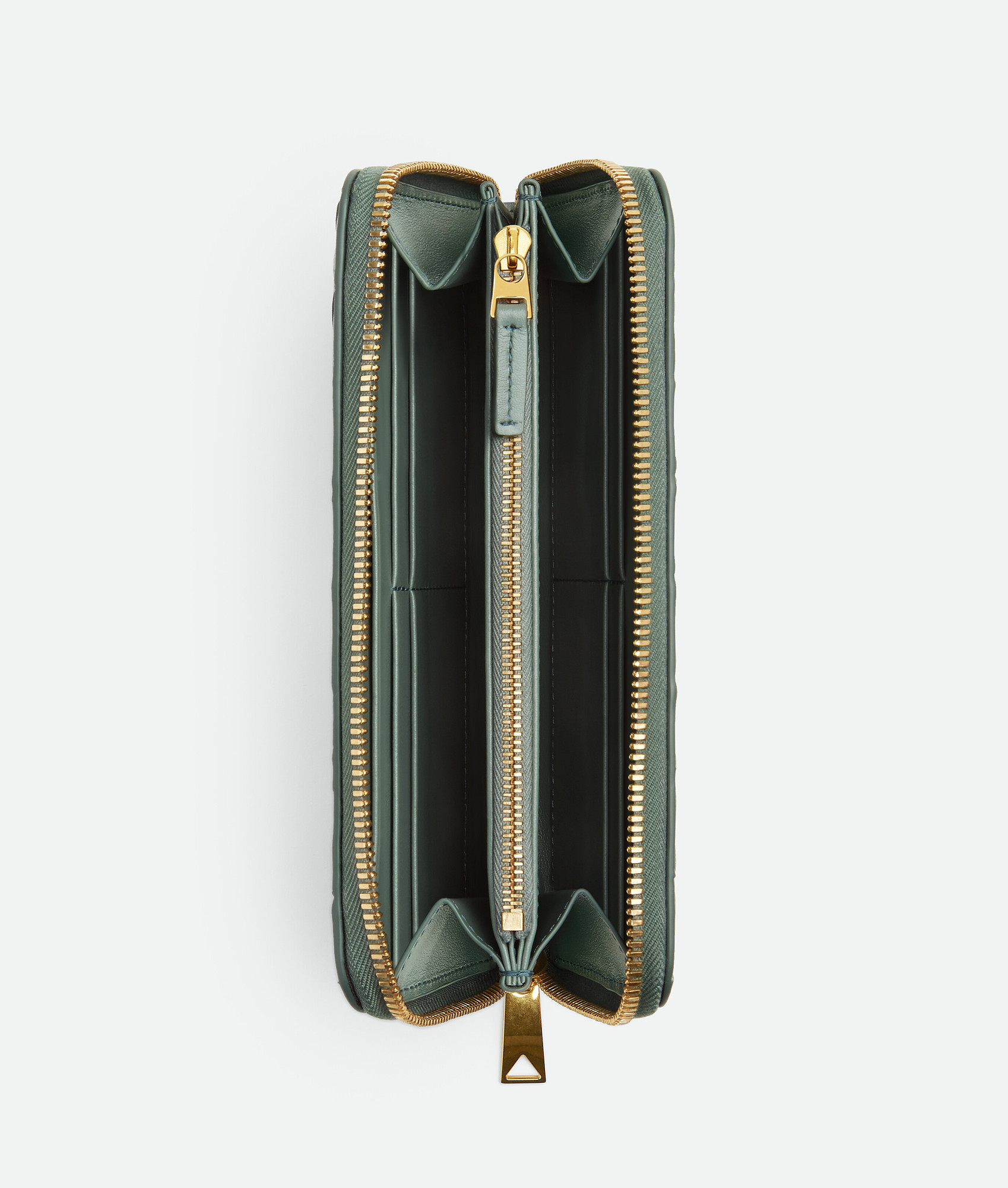 Bottega Veneta Intrecciato Zip-around Leather Wallet In Green