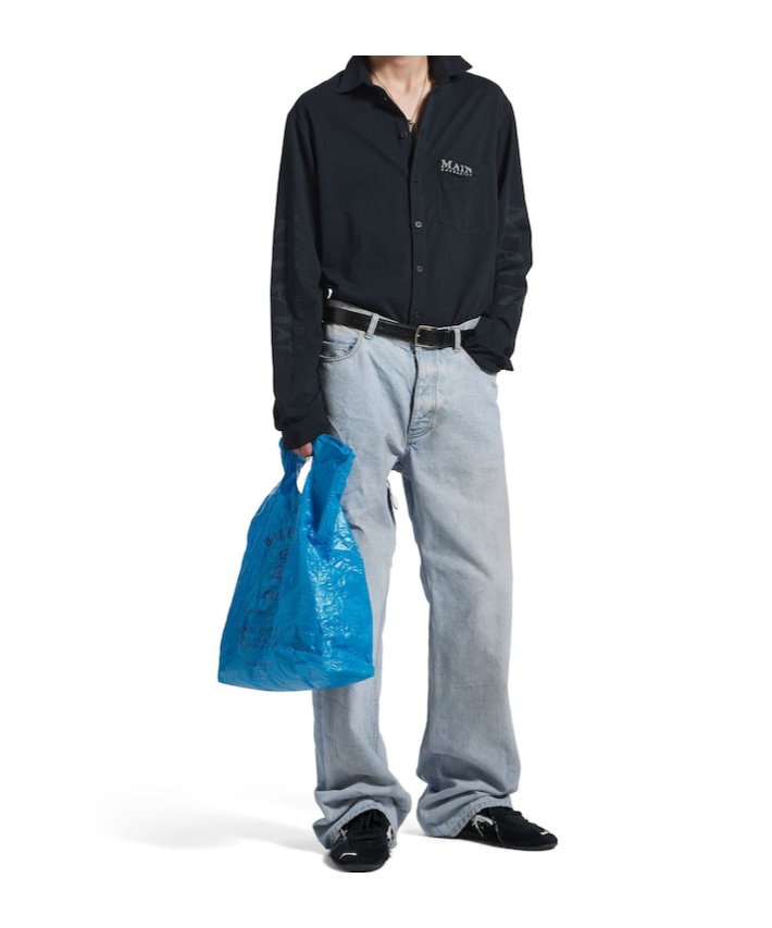 Balenciaga Men's Distressed Relaxed Fit Pants In Light Blue In Blue