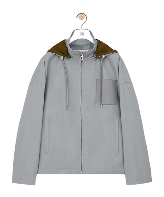 Loewe Cotton Hooded Jacket In Gray