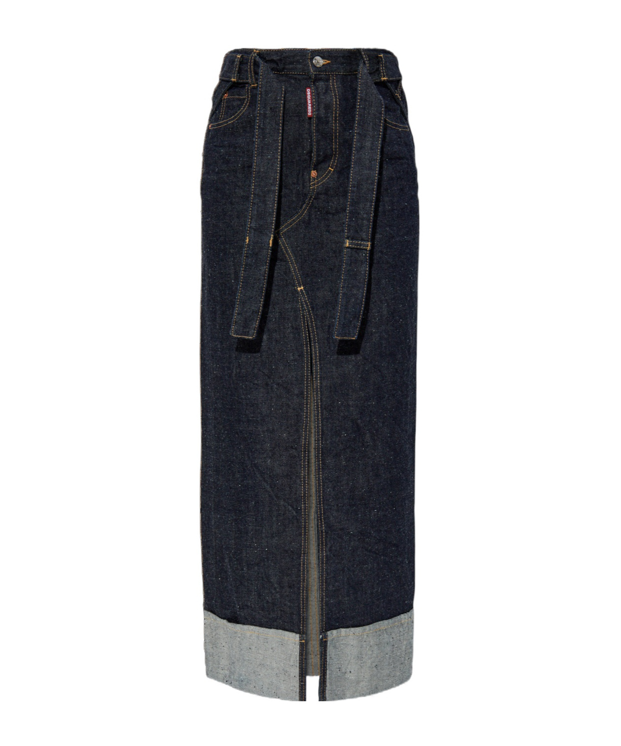 Dsquared2 X Magliano Belted Denim Maxi Skirt In Blue