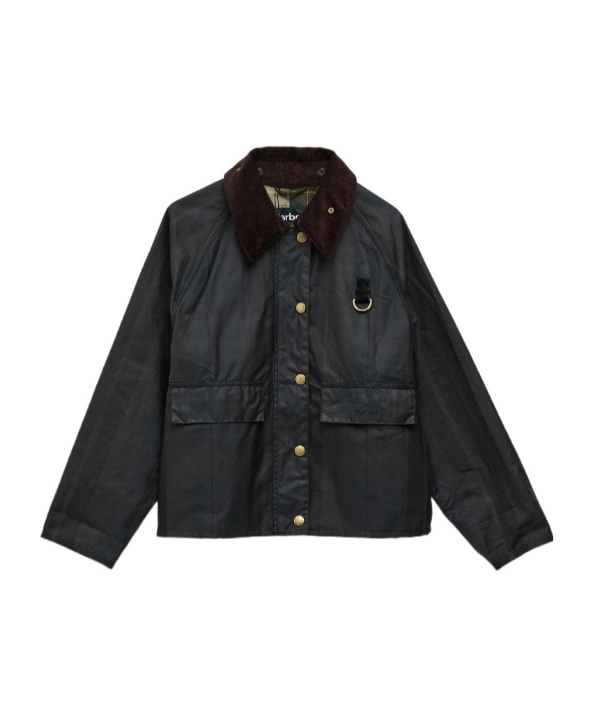 Barbour Dundee Tartan Spey Waxed Jacket In Black
