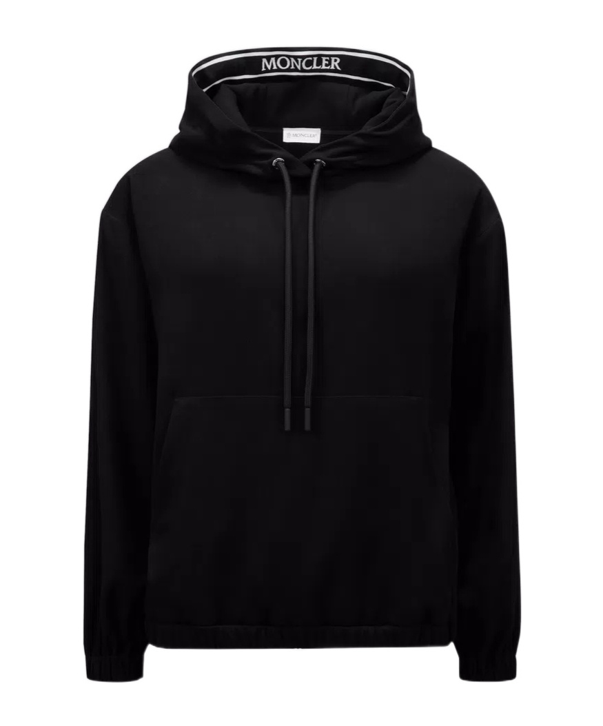 Moncler Hooded Satin Top Black In Black