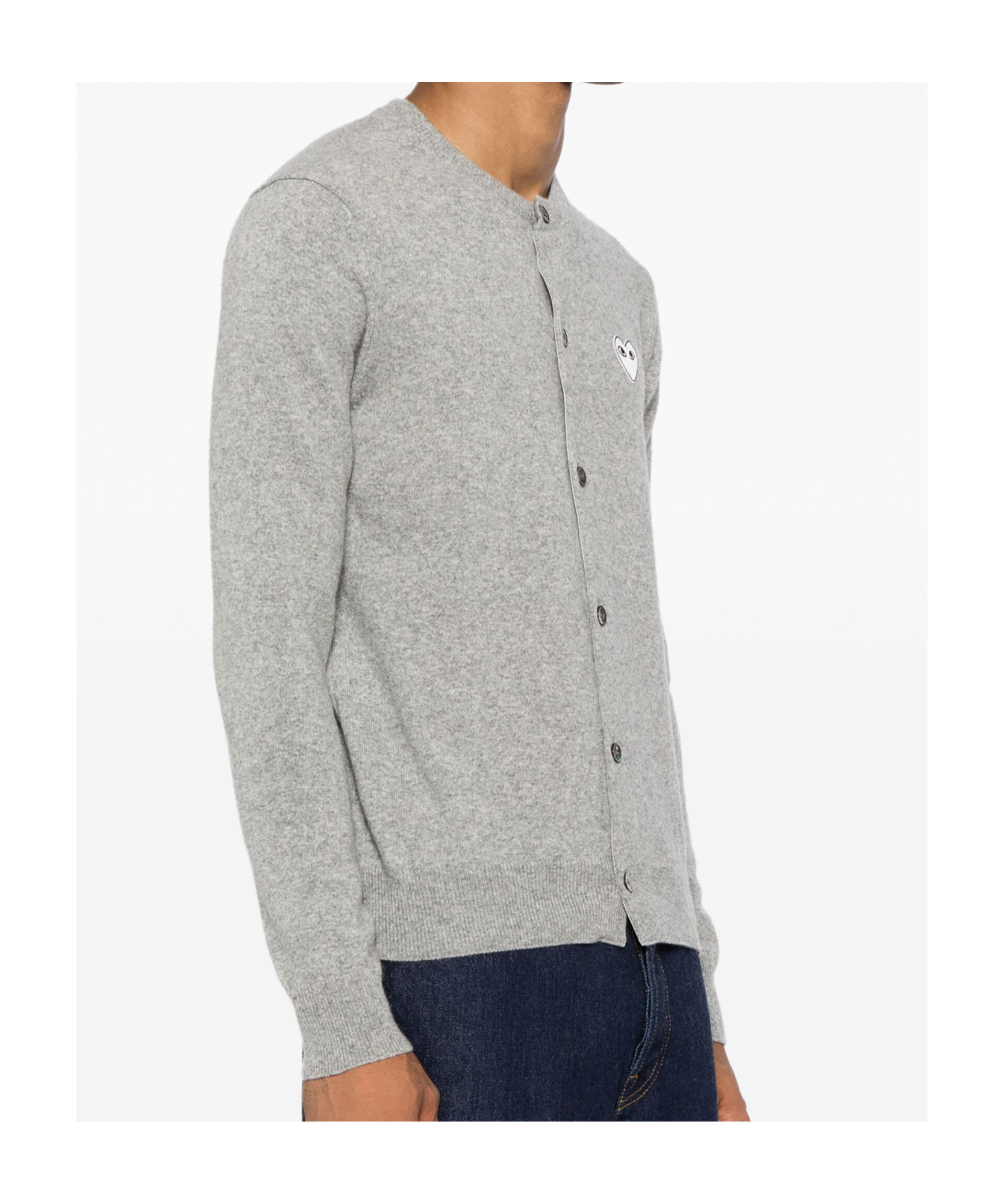 Shop Comme Des Garçons Long-sleeved Knitted Cardigan In Gray