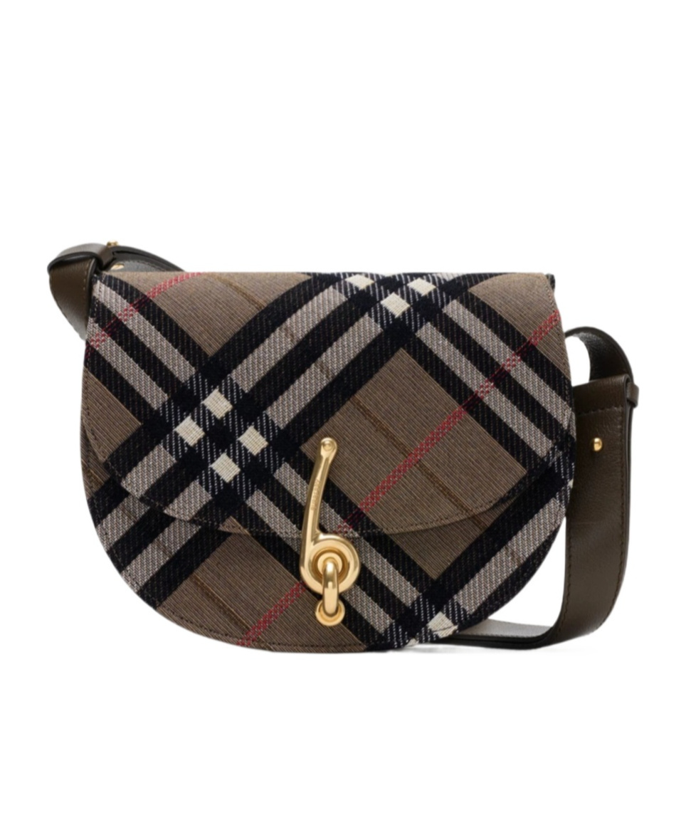 Burberry Bridle Small Check Saddle Shoulder Bag In Brown