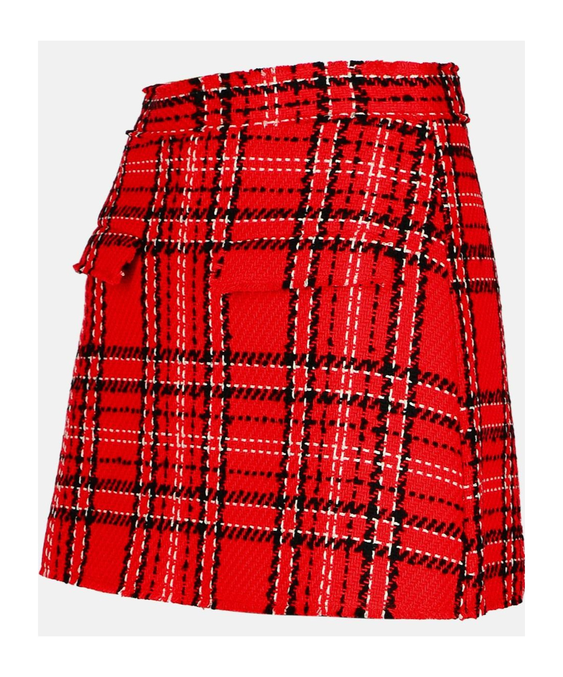 Msgm Tartan Cotton Blend Tweed Skort In Red