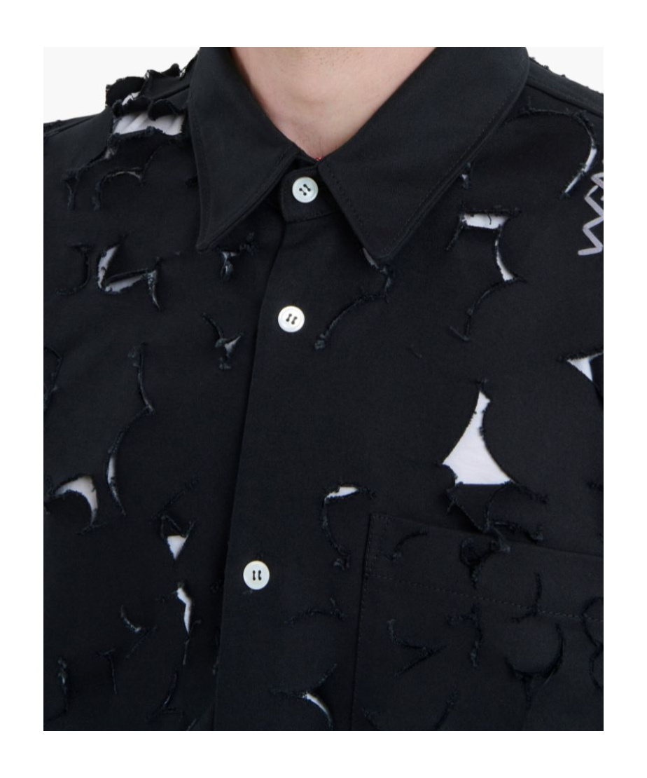 Shop Marni Black Cotton Boxy Fit Shirt With Cut Out Detail