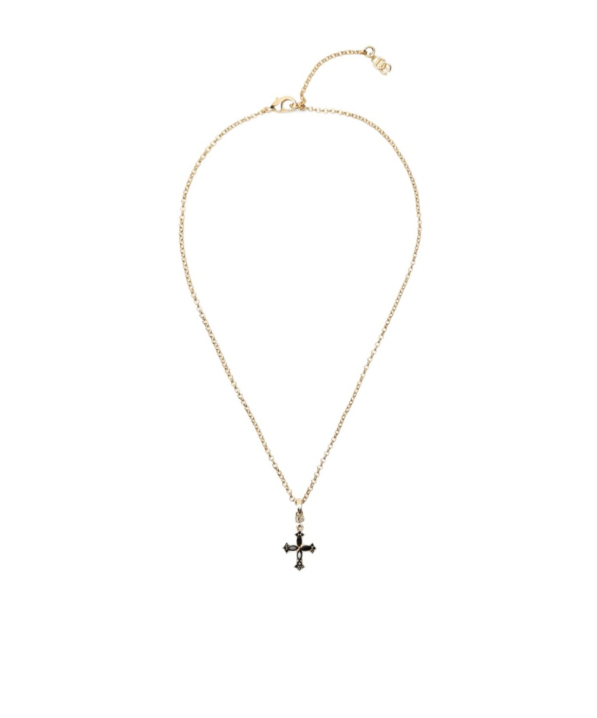 Dolce & Gabbana Cross-pendant Hain Necklace In Yellow