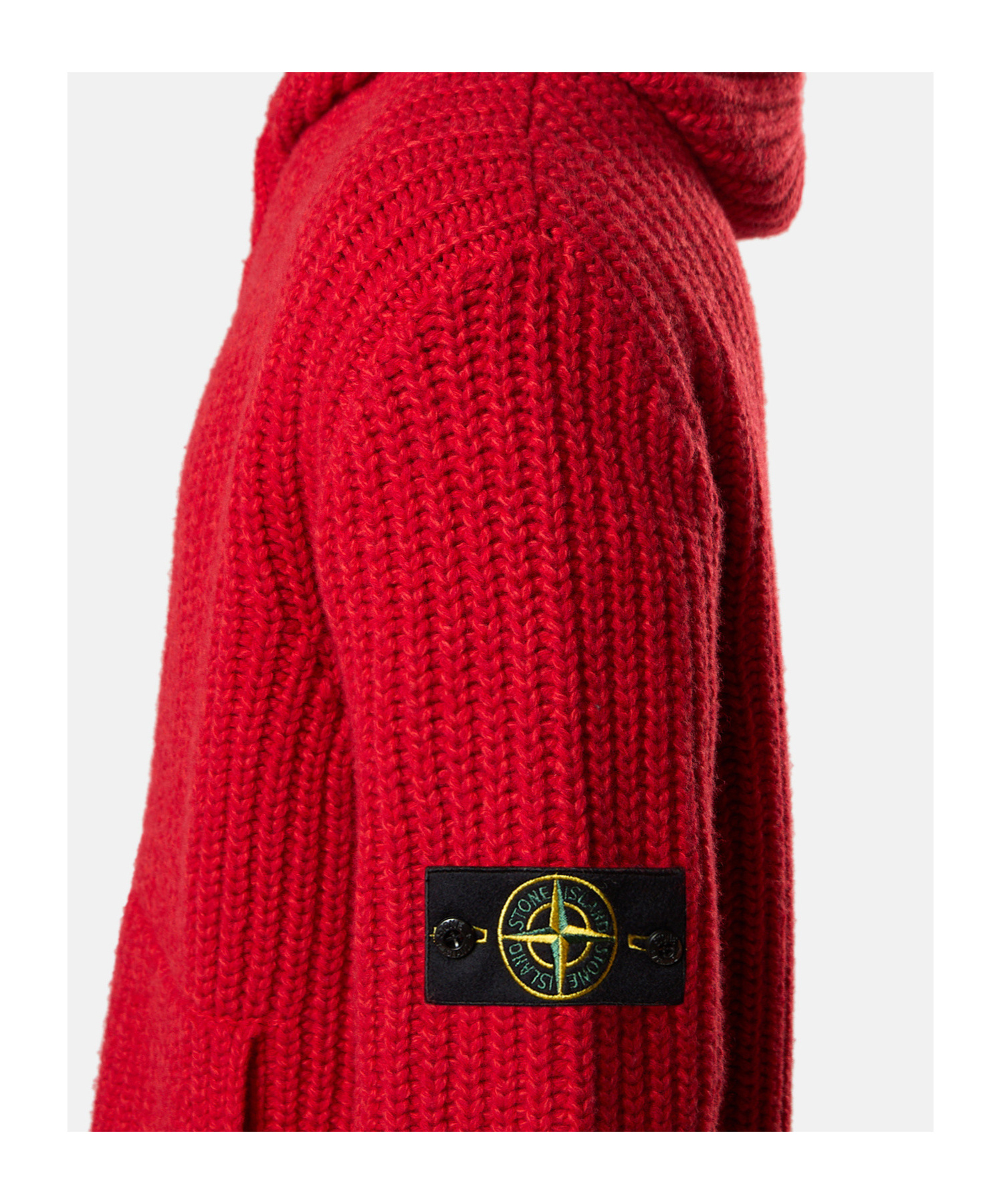Stone Island Hooded Zip-up Jumper With Pockets And Fisherman's Rib In Red