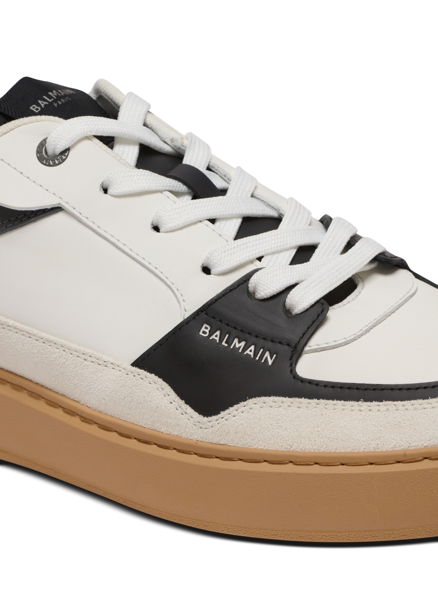 Balmain B-court Flip Leather Trainers In Gray
