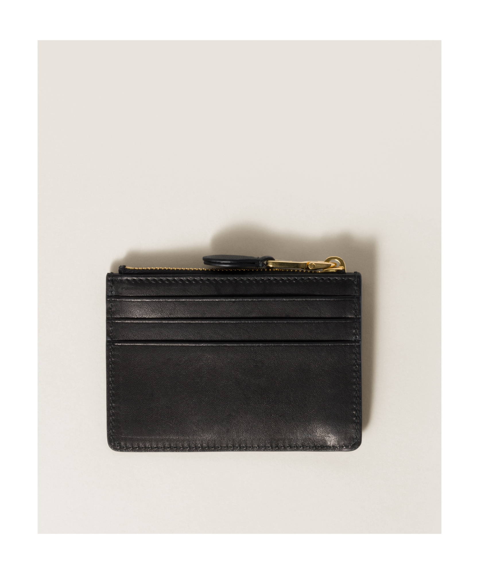 Miu Miu Napa Leather Card Holder In Black