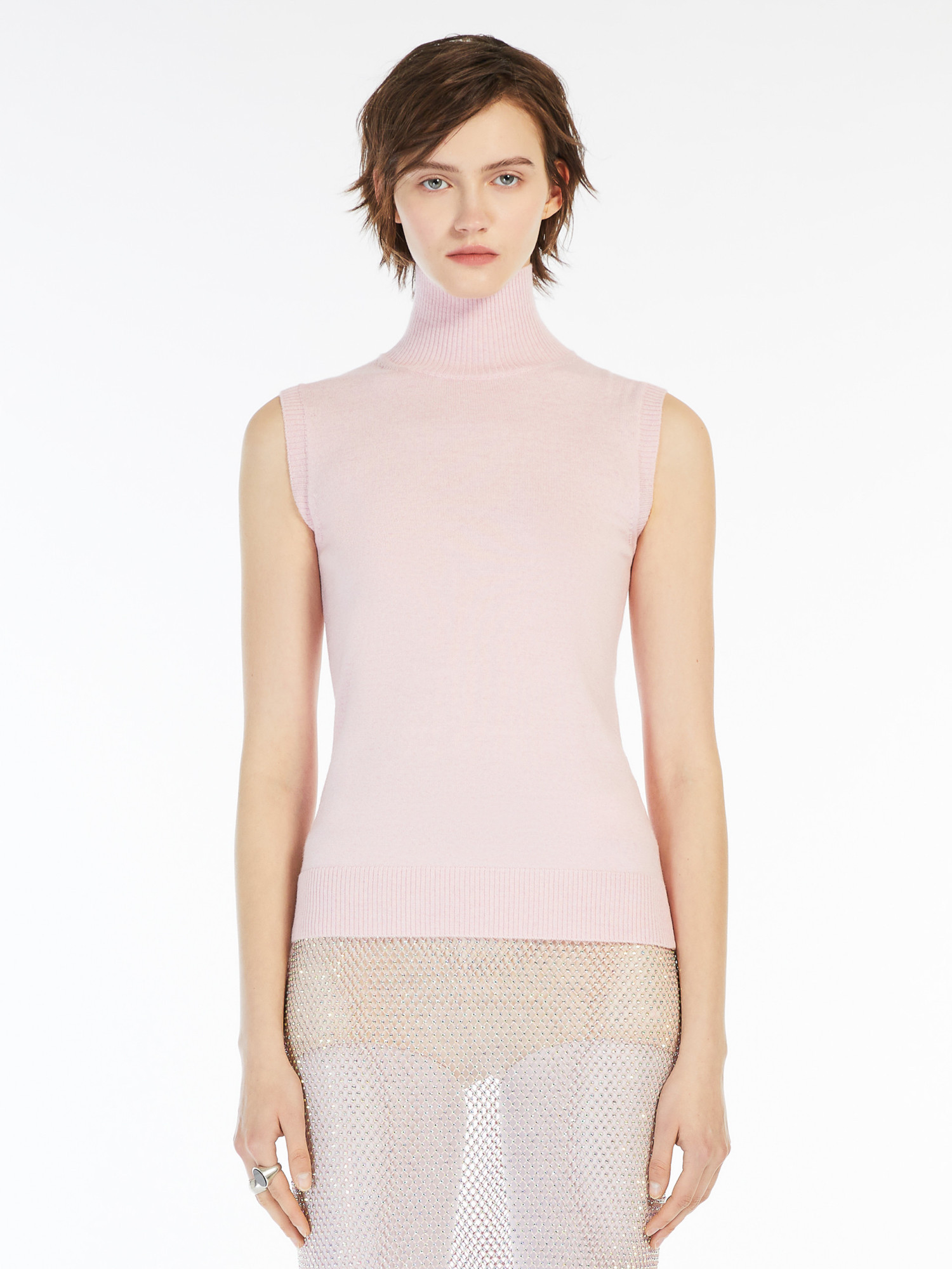 Sportmax Sleeveless Turtleneck Sweater In Pink
