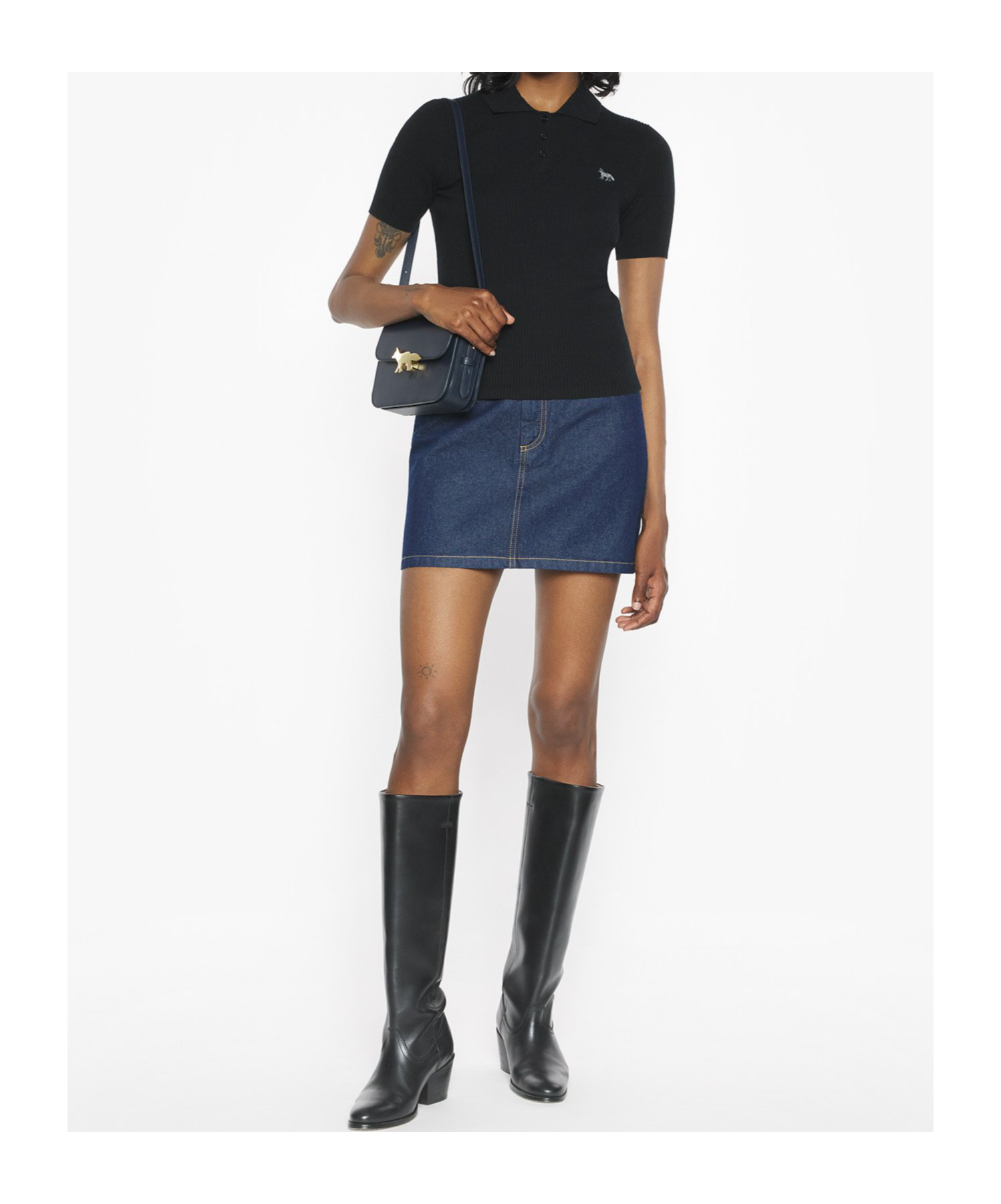 Maison Kitsuné Denim Mini Skirt In Blue