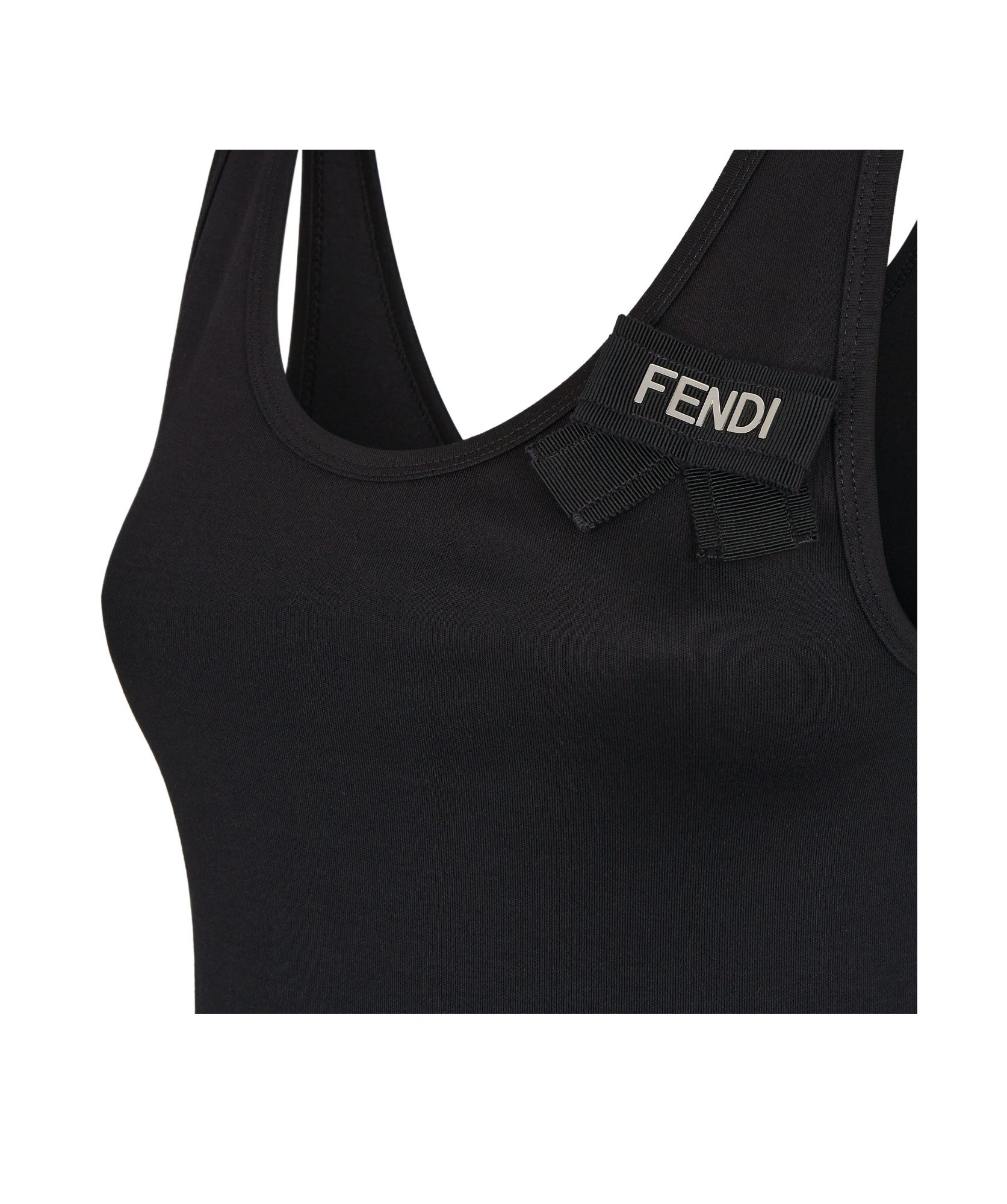 Fendi Logo-ribbon Tank Top In Black
