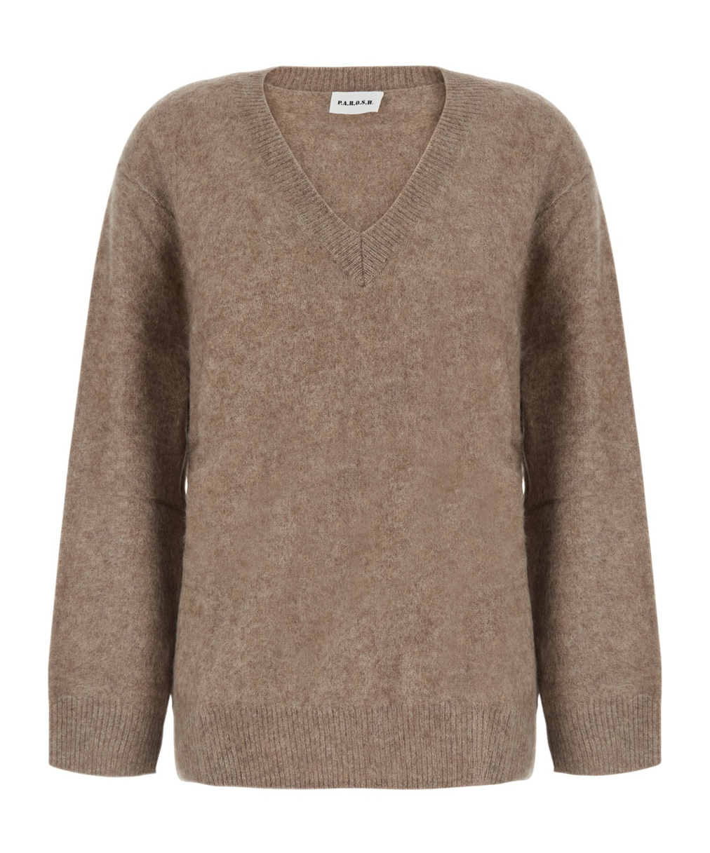 P.a.r.o.s.h V-neck Long-sleeve Sweater In Brown