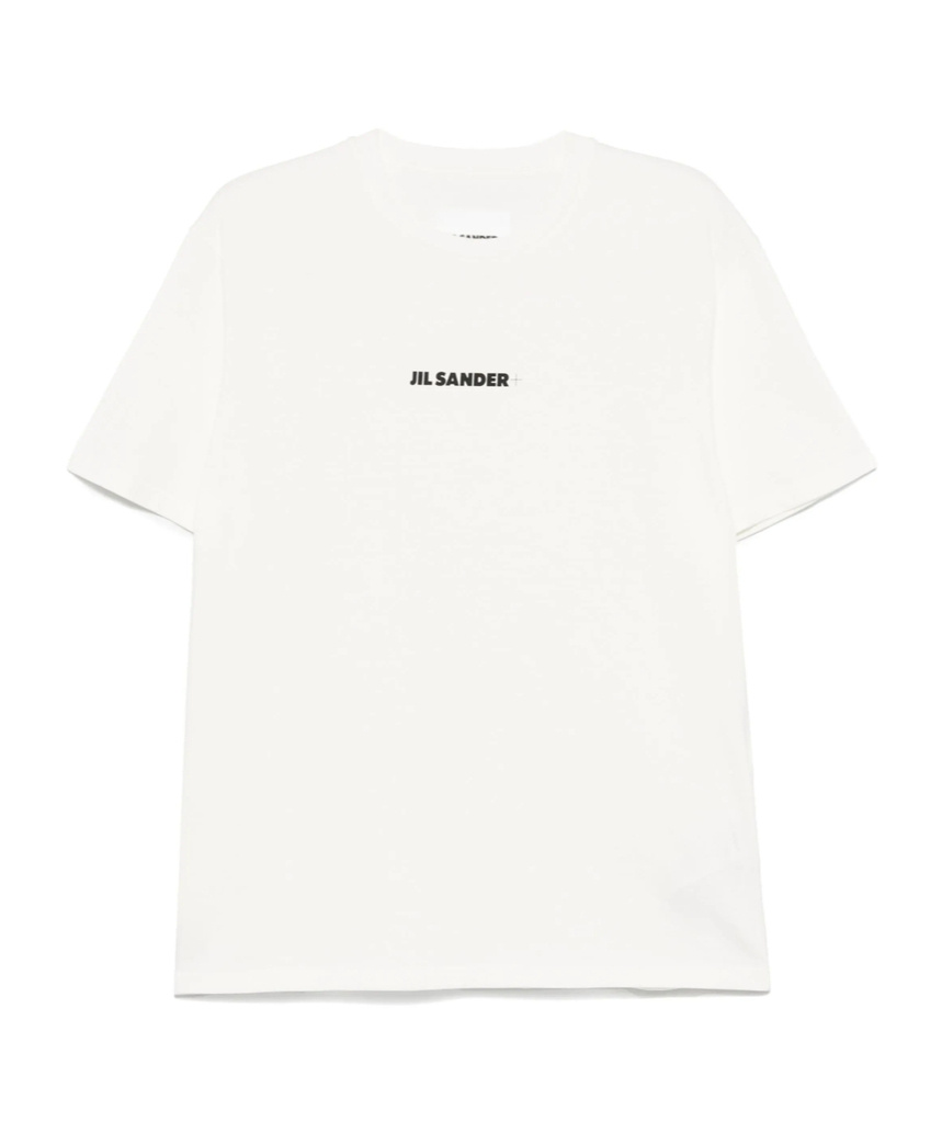 Jil Sander Ecru Short Sleeve T-shirt With Logo In White
