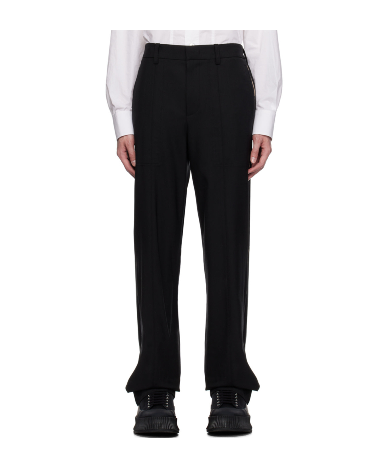 Helmut Lang Logo-tape Pleated High-waisted Trousers