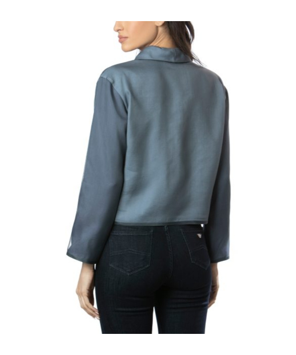 Emporio Armani Silk Cropped Jacket In Black