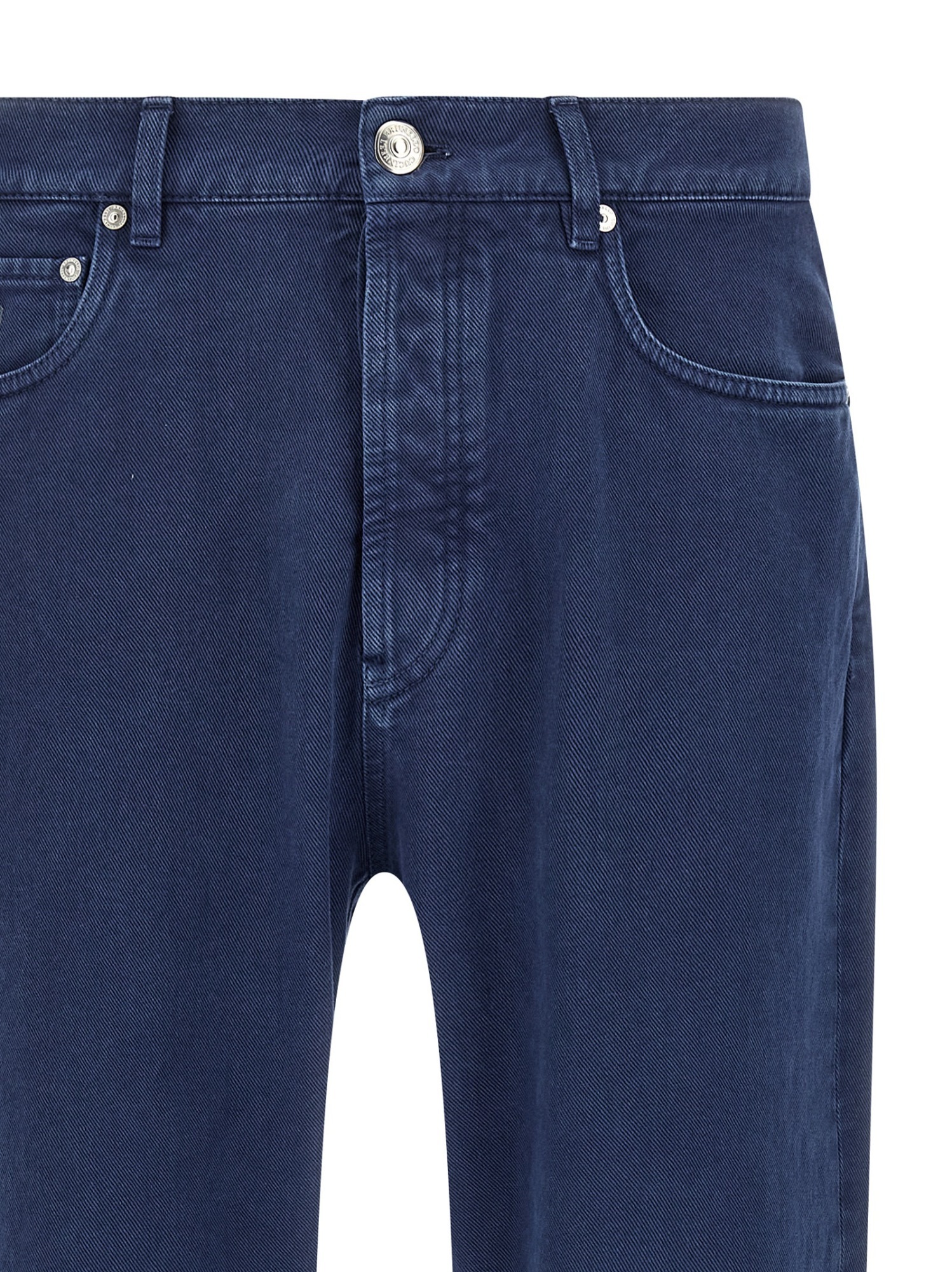 Brunello Cucinelli Garment-dyed Logo-patch Jeans In Blue