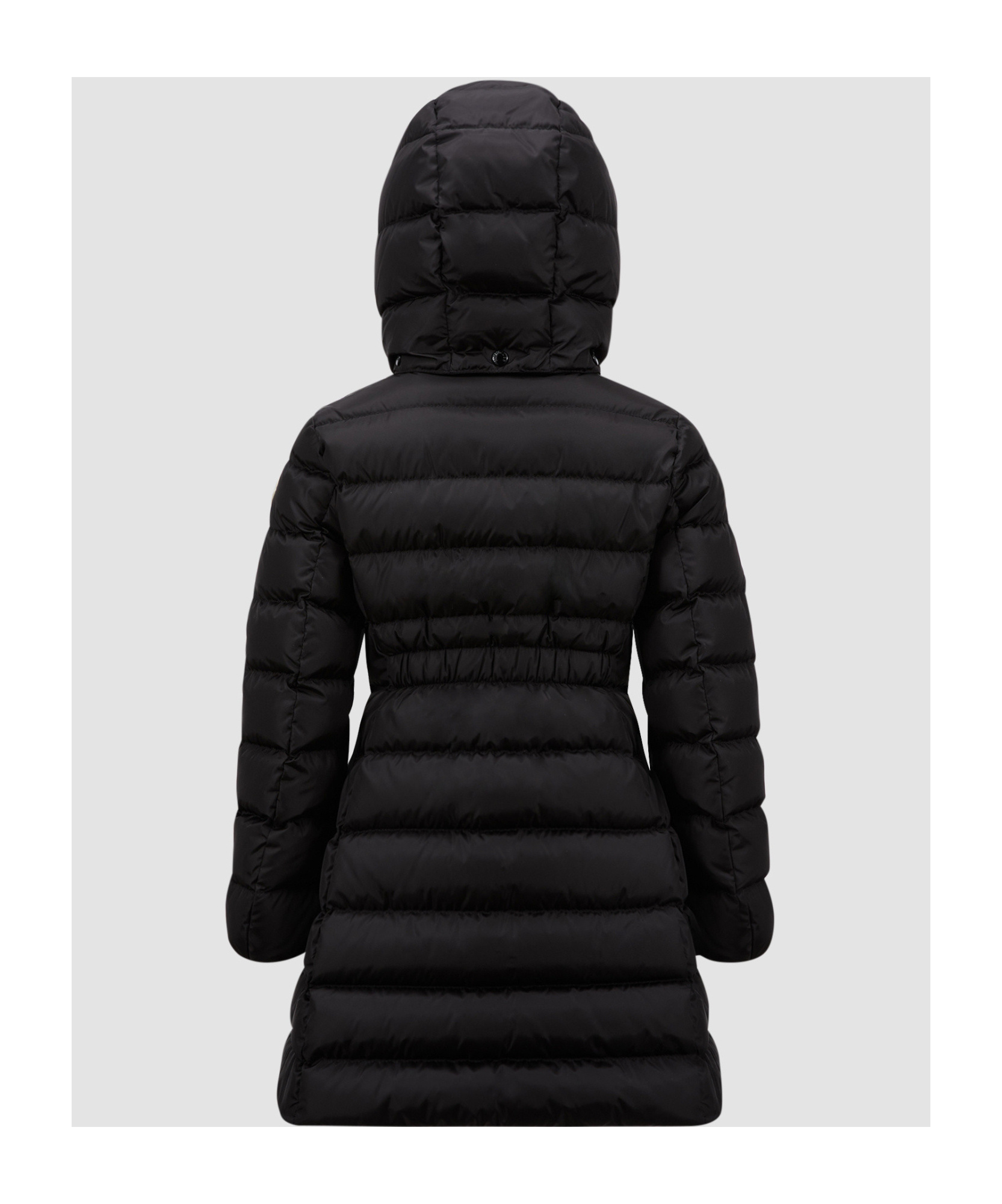 Moncler Long Logo Down Jacket In Black