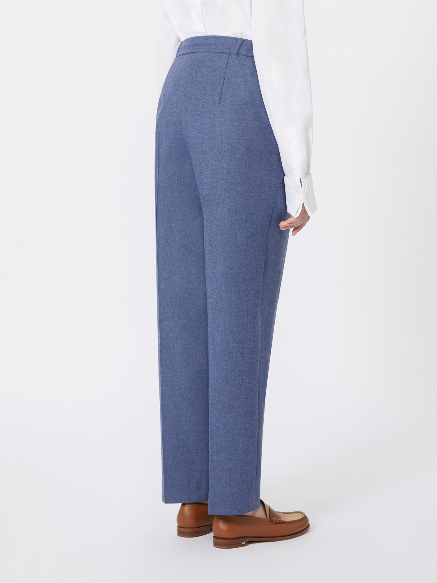 Max Mara Belted Cashmere Trousers In Blue