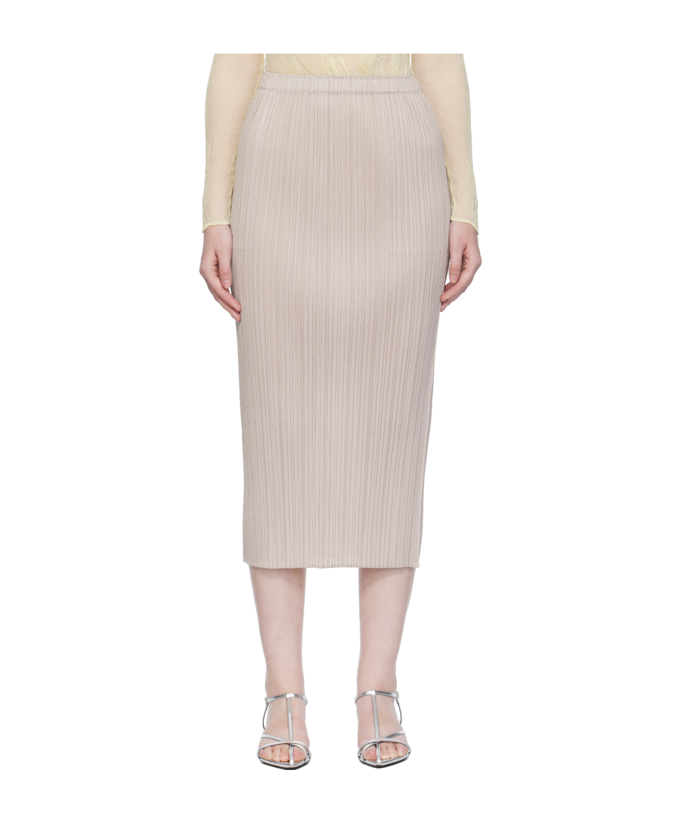 Issey Miyake Gray New Colorful Basics 4 Midi Skirt In Neutral