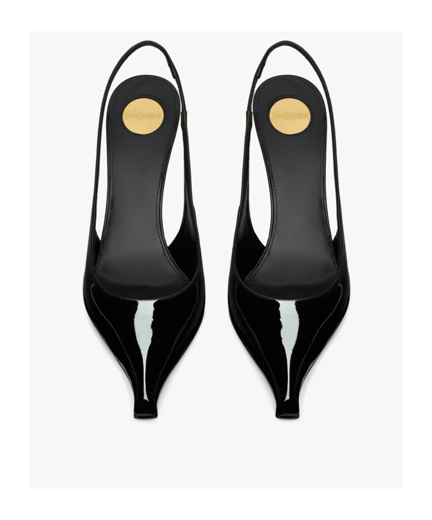 Shop Saint Laurent Miller Wedges In Glazed Leather In Black