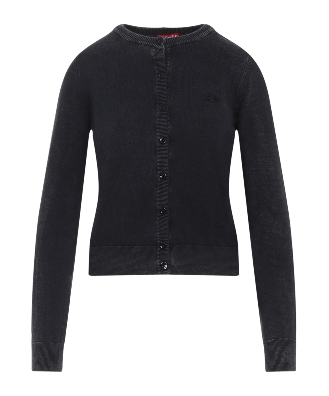 Diesel Fitted Button-up Sweater With Ribbed Detailing In Black