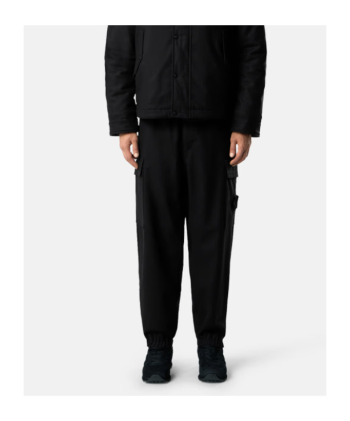 Stone Island Loose-fit Cargo Trousers With Elasticated Zipped Cuffs In Black