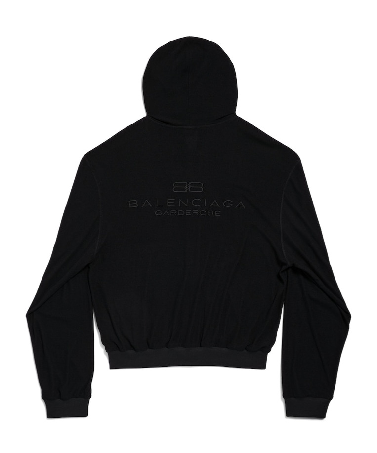 Balenciaga Bb Garderobe Zippered Hooded Hoodie In Black