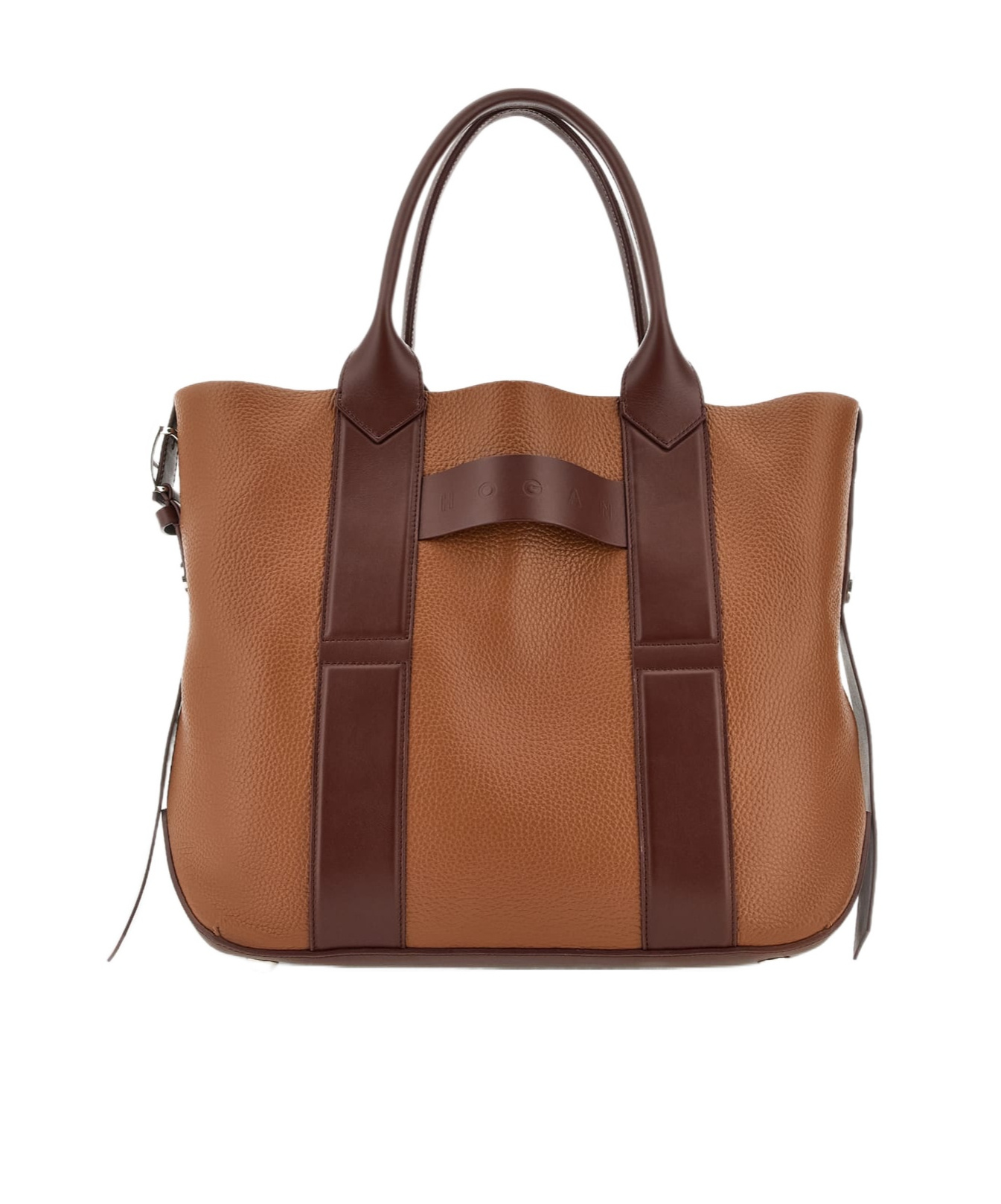 Hogan Structured Medium Shoulder Bag With Contrast Panels In Brown