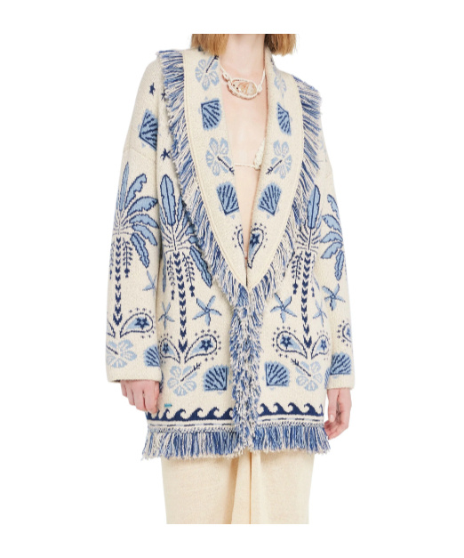 Alanui Echoes Of The Island Wool And Cotton Cardigan In Neutral