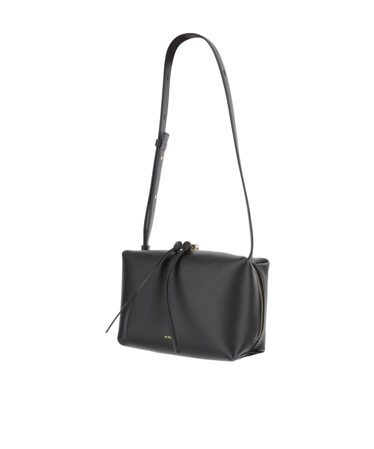 Jil Sander Leather Shoulder Bag With Logo In Black