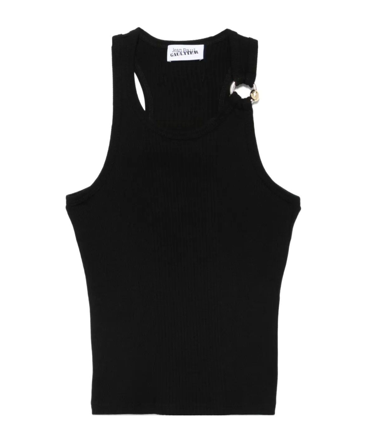 Jean Paul Gaultier Tank Top With Gold-tone Hardware And Ribbed Texture In Black