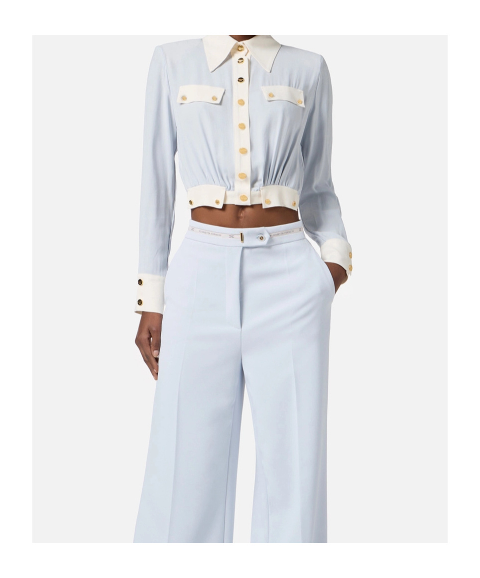Elisabetta Franchi Two-colour Buttoned Shirt In Blue