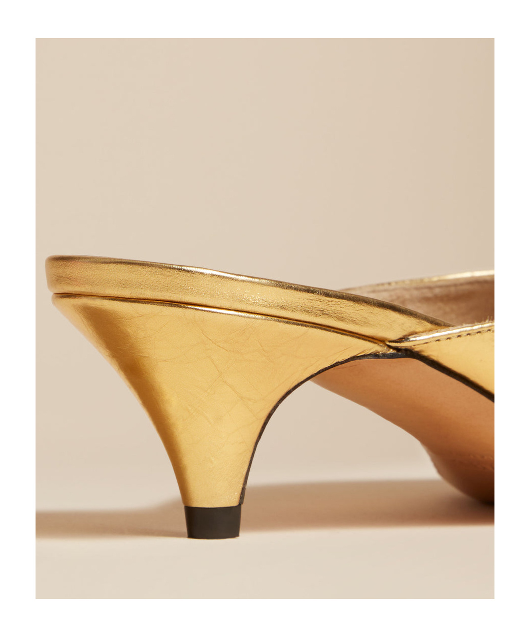 Khaite River Metallic Crinkled-leather Mules In Nude