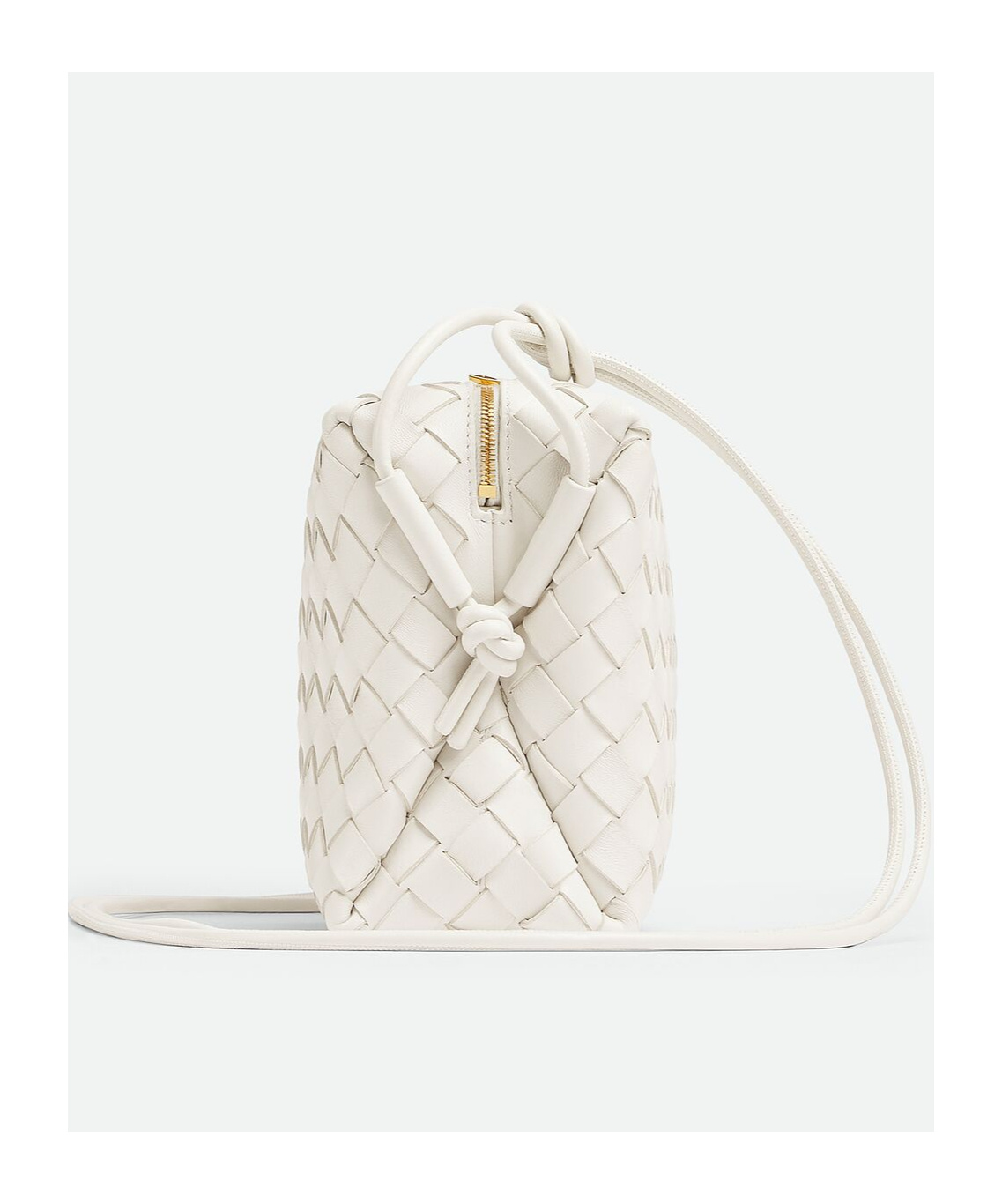 Bottega Veneta Loop Small Intrecciato Napa Shoulder Bag In White