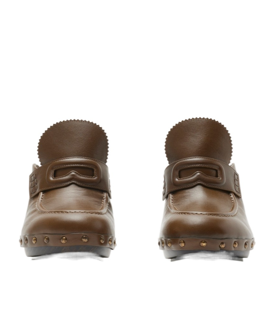 Burberry Leather Potter Clogs In Brown