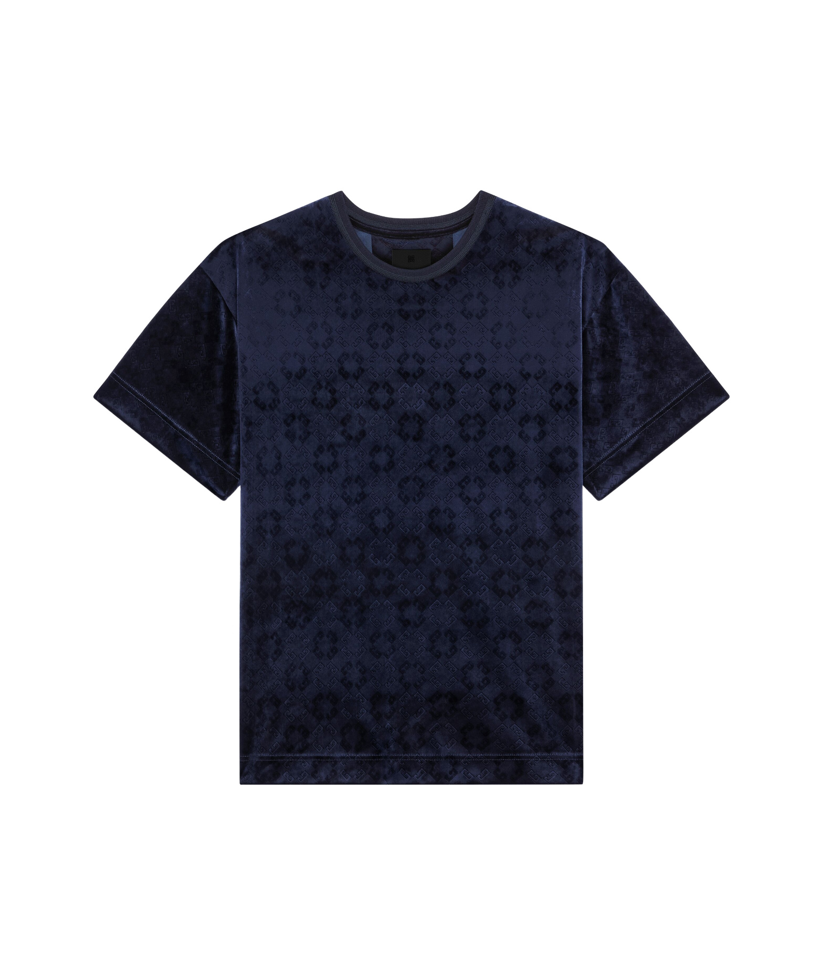 Givenchy Navy Monogram 72 Velvet T-shirt In Black