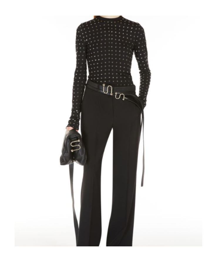 Sportmax All-over Embellished Crewneck Top In Black