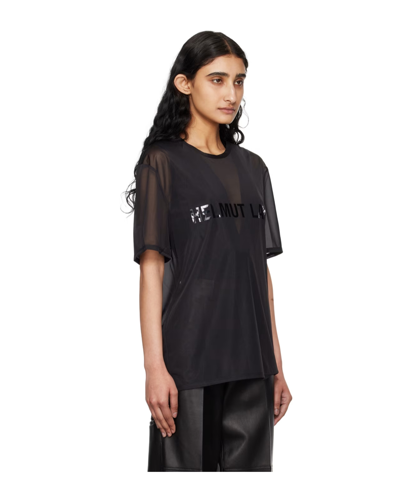 Helmut Lang Black Sheer T-shirt In Black