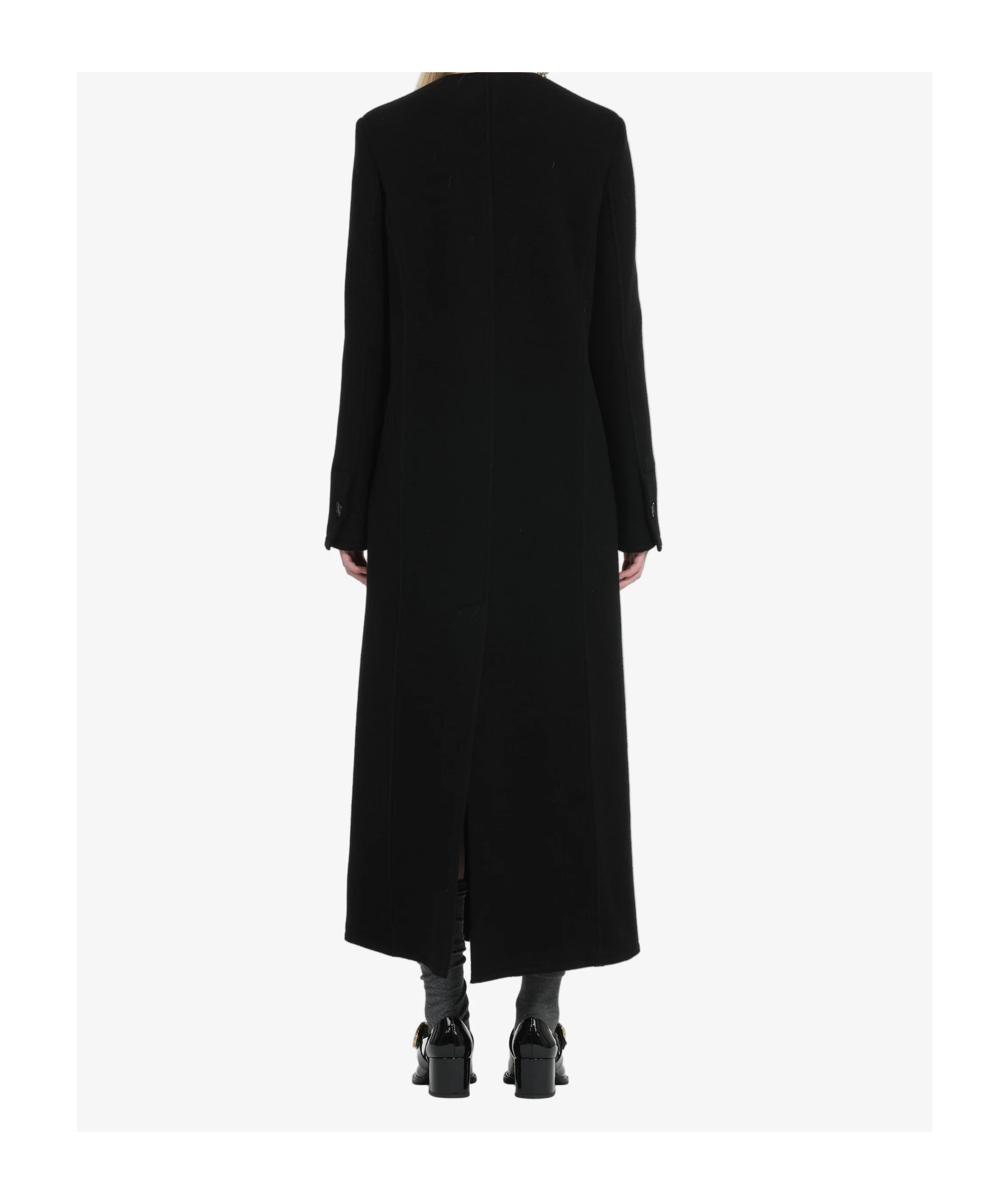 N°21 N21 Long Double-breasted Coat Without Collar In Black