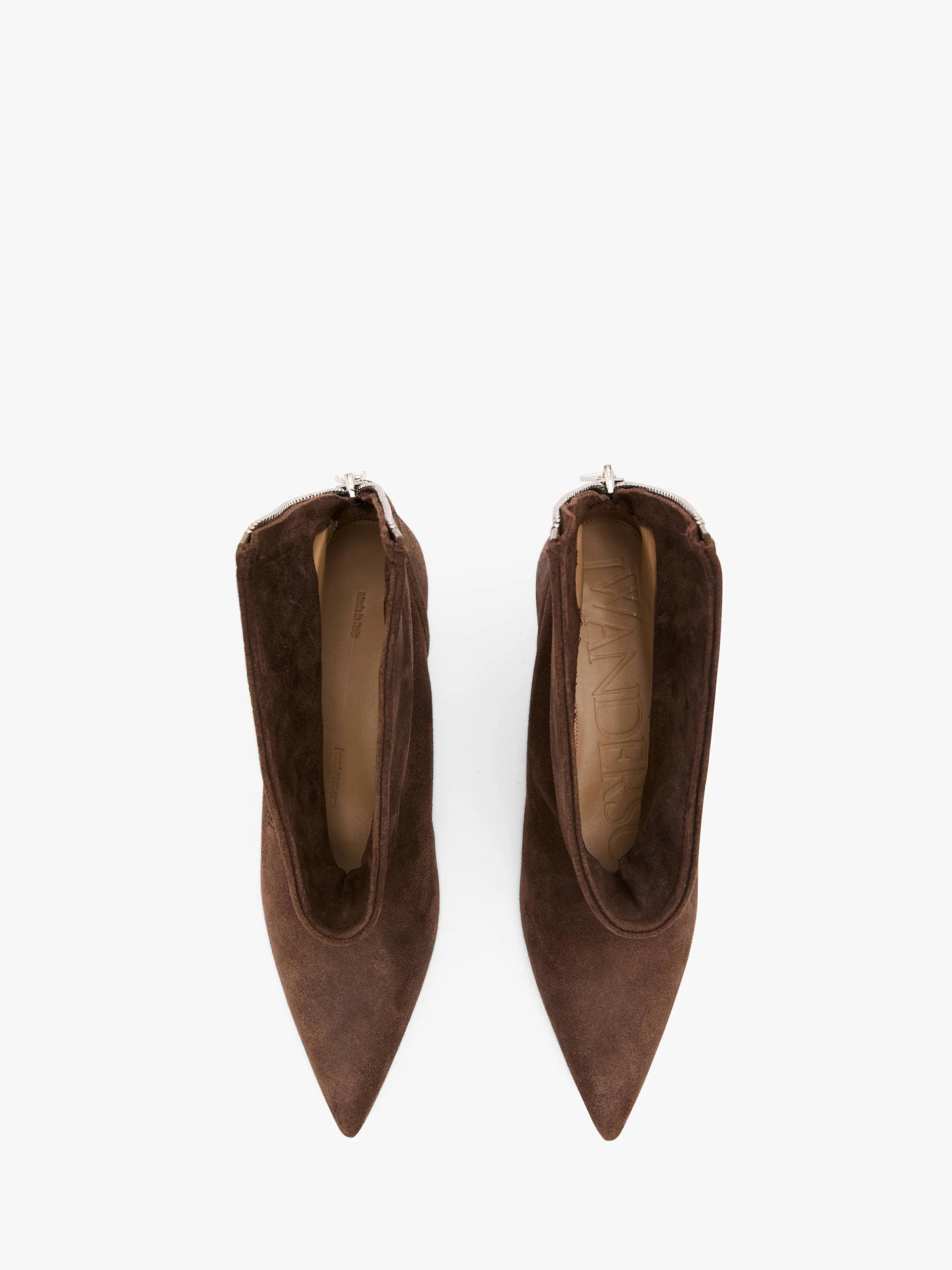 Jw Anderson Biker Suede Kitten-heel Booties In Brown