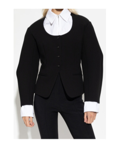 Jacquemus Button-fastening Balloon-sleeve Jacket In Gold
