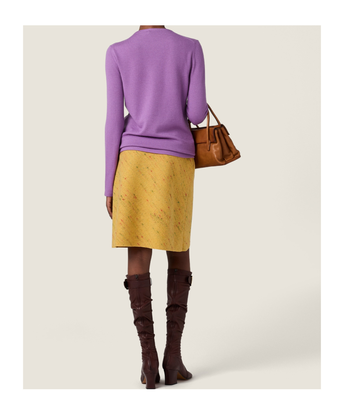 Miu Miu Long-sleeve Cashmere Crewneck Sweater In Purple