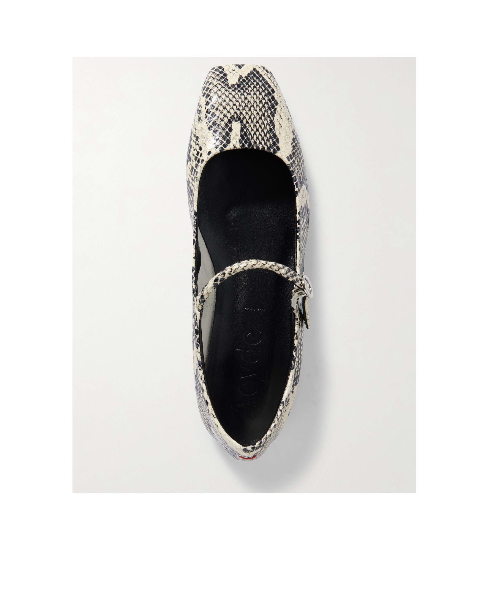 Aeyde Uma Snake-effect Leather Mary Jane Flats In Nude