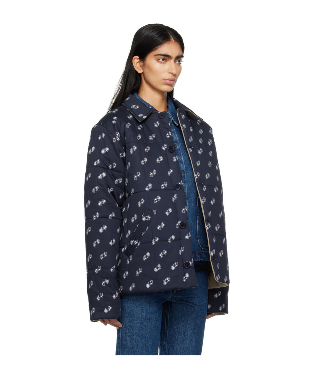 Apc Navy Lenny Reversible Jacket In Black